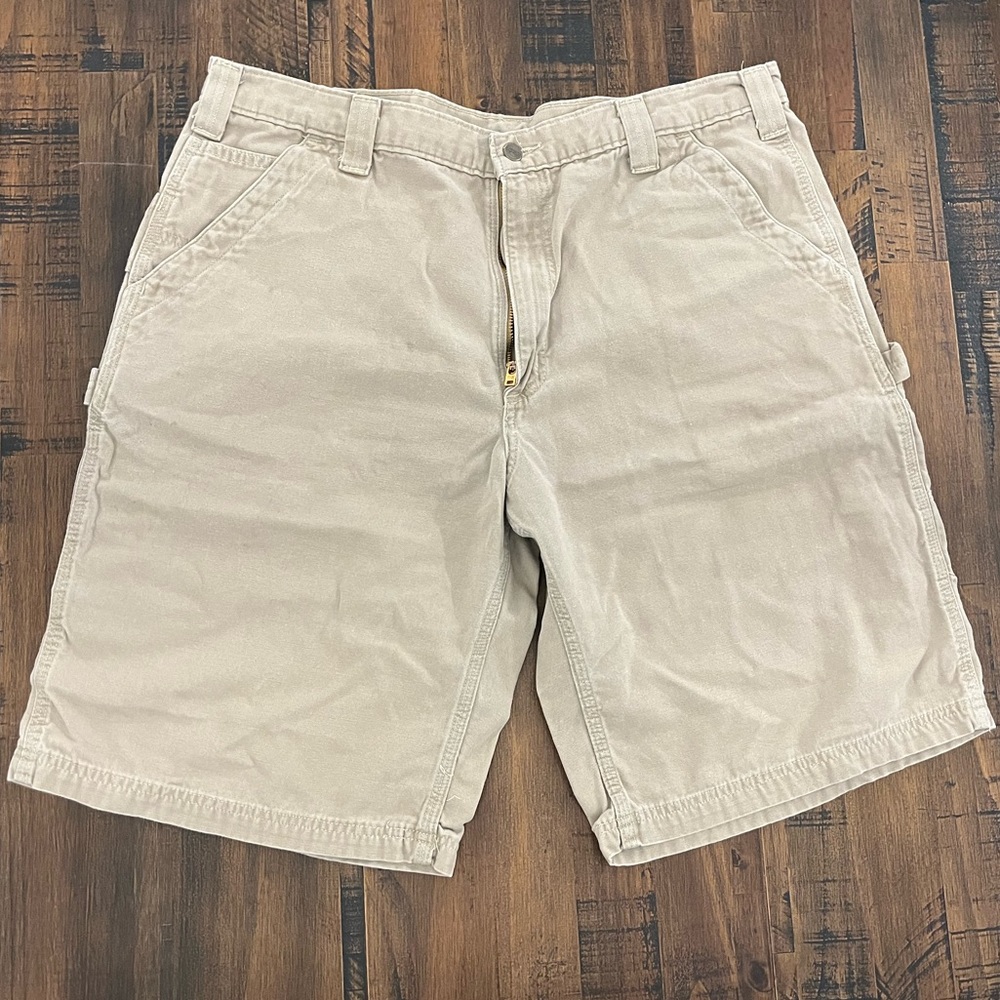 Mens Carhartt Work Carpenter Shorts Size 40 Tan